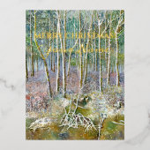 冬の森の水の色フォイルホリデーポストカード 箔シーズンポストカード (正面)