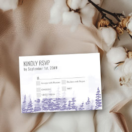 冬の森の水の色ラベンダーエンツリー 出欠カード