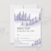 冬の森の水の色ラベンダー垂直 出欠カード (正面)