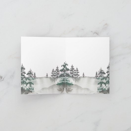 冬の森の水の色 – 休日 – 手絵を描 サンキューカード (内部)