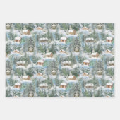 冬の森の水彩クリスマスフォレスト ラッピングペーパーシート (正面)