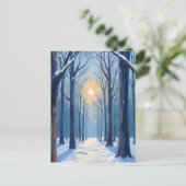 冬の森の水彩樹 ポストカード (スタンド正面)