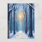 冬の森の水彩樹 ポストカード (正面)