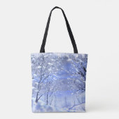 冬の森の水彩画トートバッグ トートバッグ (裏面)