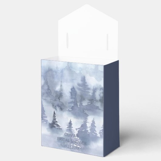 冬の森の水彩 ネイビーブルーのブライダルシャワー フェイバーボックス (オープン)