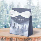 冬の森の水彩 ネイビーブルーのブライダルシャワー フェイバーボックス