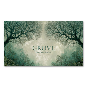 冬の森の深緑とテールセージの木々 マグネット名刺