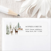 冬の森の温かい返送先ラベル ラベル (インサイチュ)