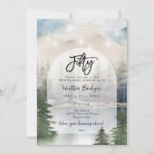 冬の森の湖50th誕生日パーティー 招待状 (正面)