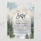 冬の森の湖60th誕生日パーティー 招待状 (正面/裏面)