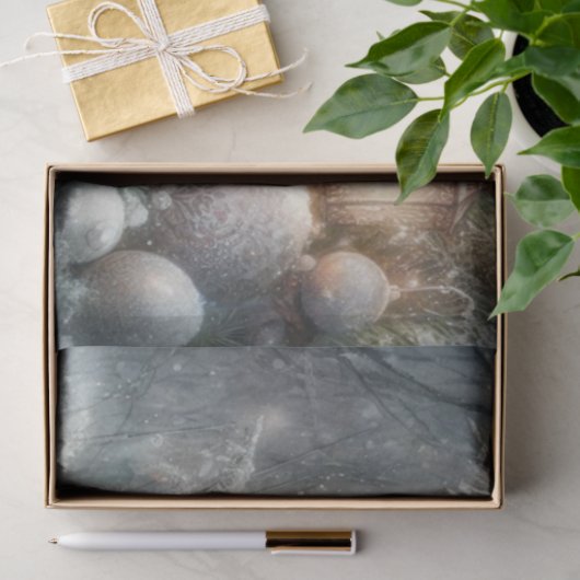 冬の森の白うさぎのデコパージュ 薄葉紙 (ギフト)