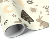 冬の森の白痴、クリスマスバニーとフクロウ ラッピングペーパー (ロールコーナー)