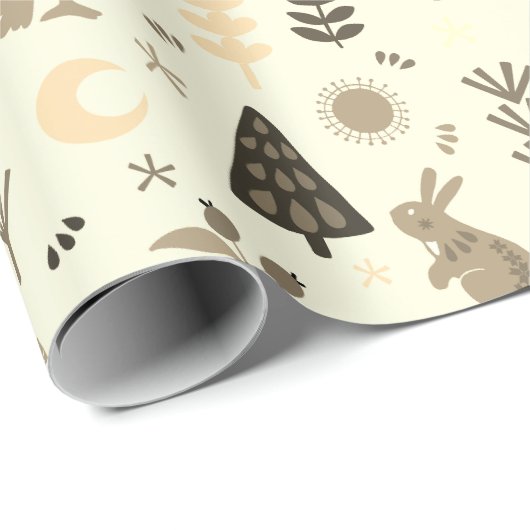 冬の森の白痴、クリスマスバニーとフクロウ ラッピングペーパー (ロールコーナー)