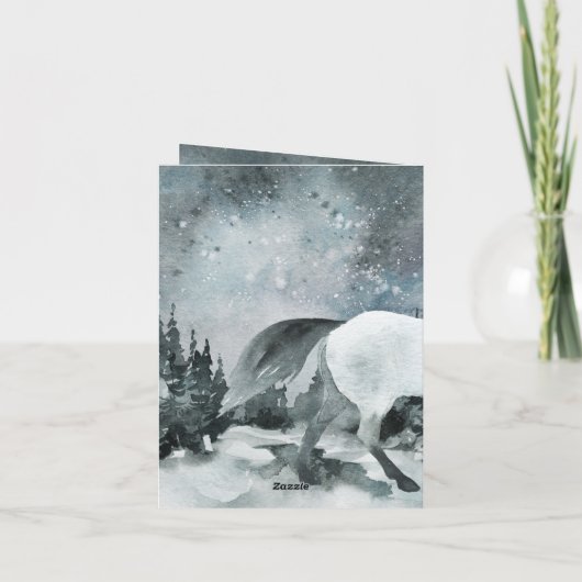 冬の森の白馬メリークリスマス シーズンカード (裏面)