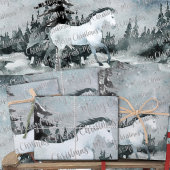 冬の森の白馬メリークリスマス ラッピングペーパーシート
