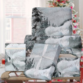 冬の森の白馬メリークリスマス ラッピングペーパー