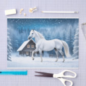 冬の森の白馬 薄葉紙 (クラフト)
