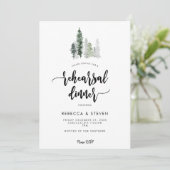 冬の森の素朴なリハーサルディナー招待状 招待状 (スタンド正面)