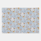 冬の森の素朴クリスマス動物 ラッピングペーパーシート (正面)