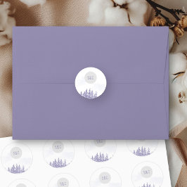 冬の森の結婚モノグラシンプルム水彩 ラウンドシール