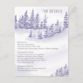 冬の森の結婚詳細ラベンダーウォーター色 エンクロージャーカード (正面)