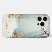 冬の森の絵 カスタムネーム iPhoneケース (裏面横)
