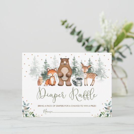 冬の森の緑おむつラッフル エンクロージャーカード (スタンド正面)