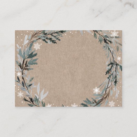 冬の森の緑の赤ちゃんシャワーおむつラッフル エンクロージャーカード (裏面)