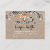 冬の森の緑の赤ちゃんシャワーおむつラッフル エンクロージャーカード (正面)