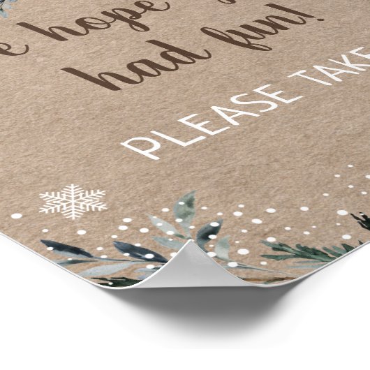 冬の森の緑の赤ちゃんシャワーのお気に入り ポスター (角)