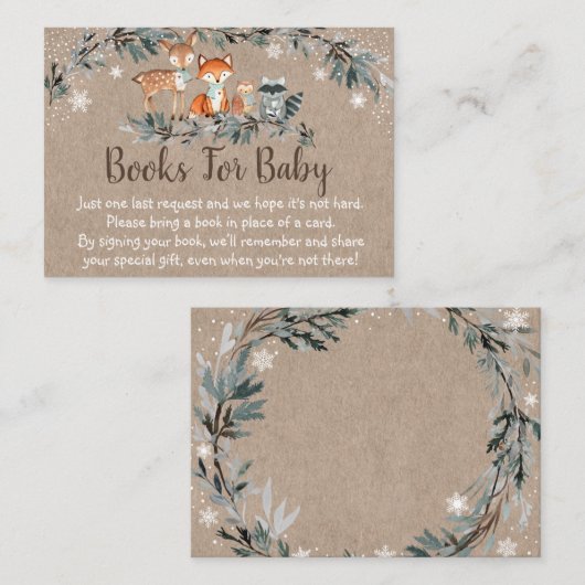 冬の森の緑の赤ちゃんシャワー予約リクエスト エンクロージャーカード (正面/裏面)