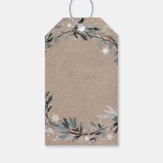 冬の森の緑の赤ちゃんシャワー ギフトタグ (裏面)