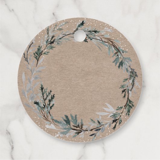 冬の森の緑の赤ちゃんシャワー フェイバータグ (裏面)