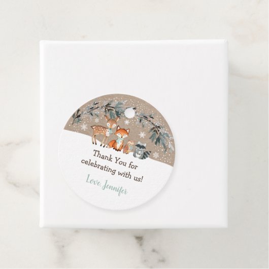 冬の森の緑の赤ちゃんシャワー フェイバータグ (インサイチュ)