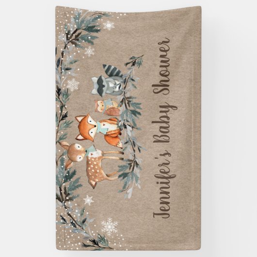 冬の森の緑の赤素朴ちゃんシャワー 横断幕 (縦)