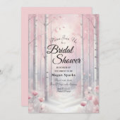 冬の森の花びらで霜の降りたブライダルシャワー 招待状 (正面/裏面)