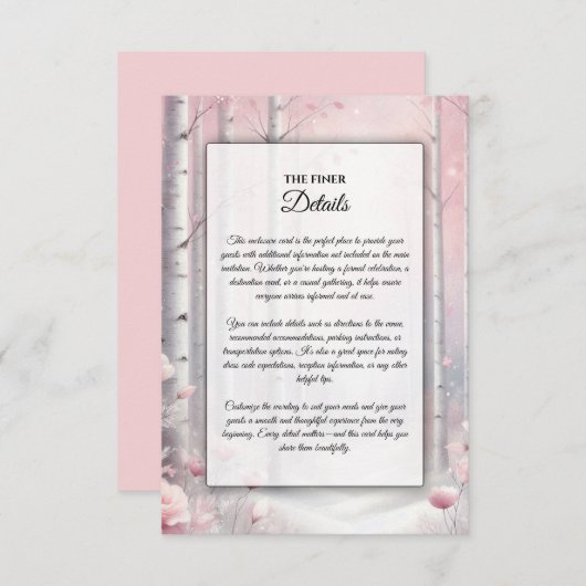 冬の森の花びらの霜が降りた結婚 エンクロージャーカード (正面/裏面)