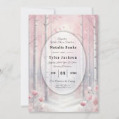 冬の森の花びらの霜が降りた結婚 招待状 (正面)