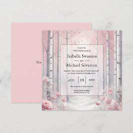 冬の森の花びらの霜が降りた結婚 招待状