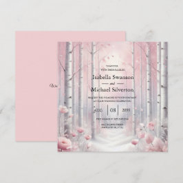 冬の森の花びらの霜が降りた結婚 招待状