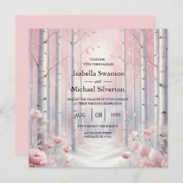 冬の森の花びらの霜が降りた結婚 招待状