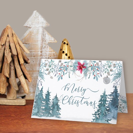 冬の森の葉のスクリプエレガントト シーズンカード