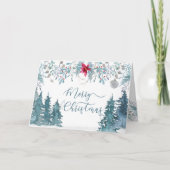 冬の森の葉のスクリプエレガントト シーズンカード (正面)