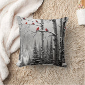 冬の森の赤い深紅色 クッション (ブランケット)