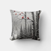 冬の森の赤い深紅色 クッション (正面)