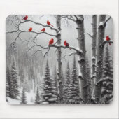 冬の森の赤い深紅色 マウスパッド (正面)