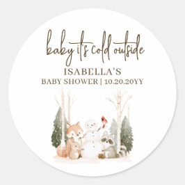 冬の森の赤ちゃんお披露目会 Baby It's Cold Outside ラウンドシール