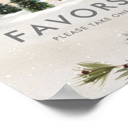 冬の森の赤ちゃんシャワーの好意サイン ポスター (角)