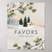 冬の森の赤ちゃんシャワーの好意サイン ポスター (正面)