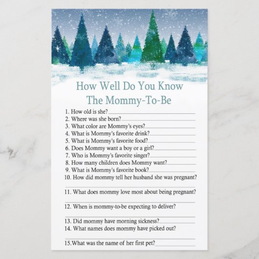 冬の森の赤ちゃんシャワーをどれだけ知っているか (正面)